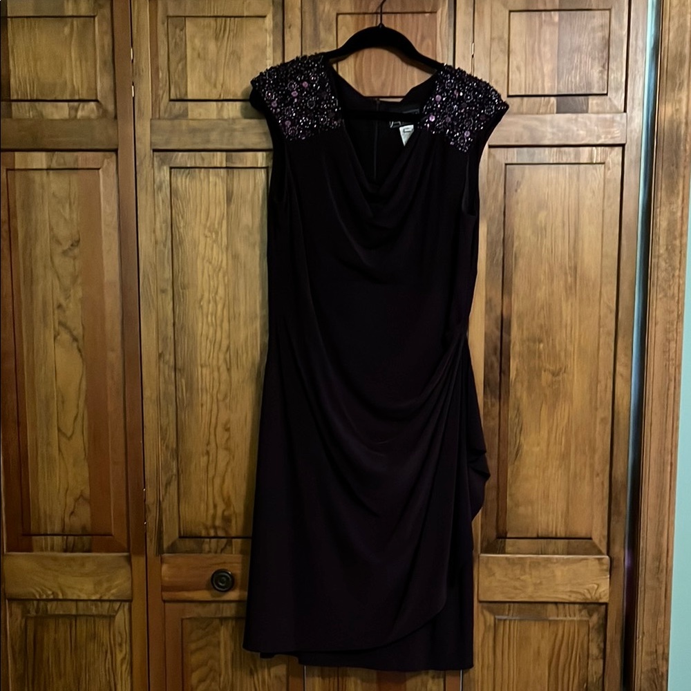 Elegant Purple Dress with Embellished Shoulders